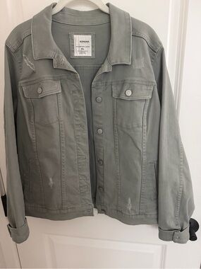 Sonoma Light Sage Distressed Jean Jacket - Women's XL